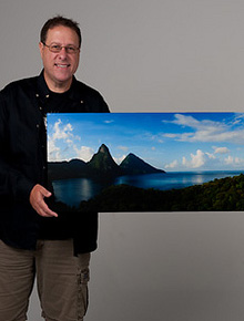 Scott Kelby holding his St. Lucia pano from Artistic Photo Canvas